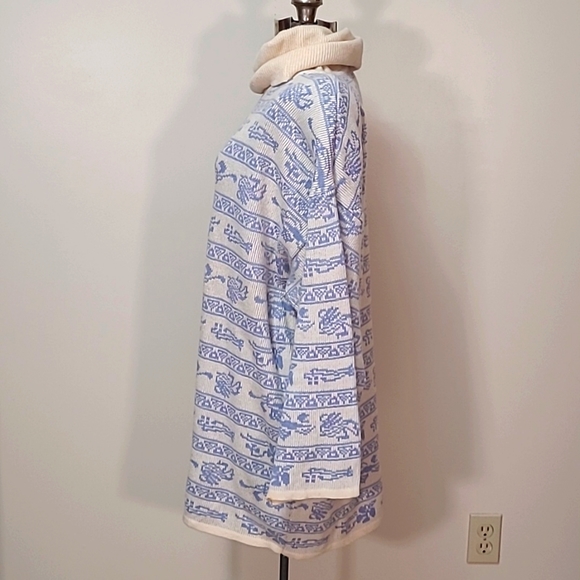 Vintage 80s Boxy Oversized Wool Sweater bu Phyllis Keitlen, Size Large - Picture 4 of 10